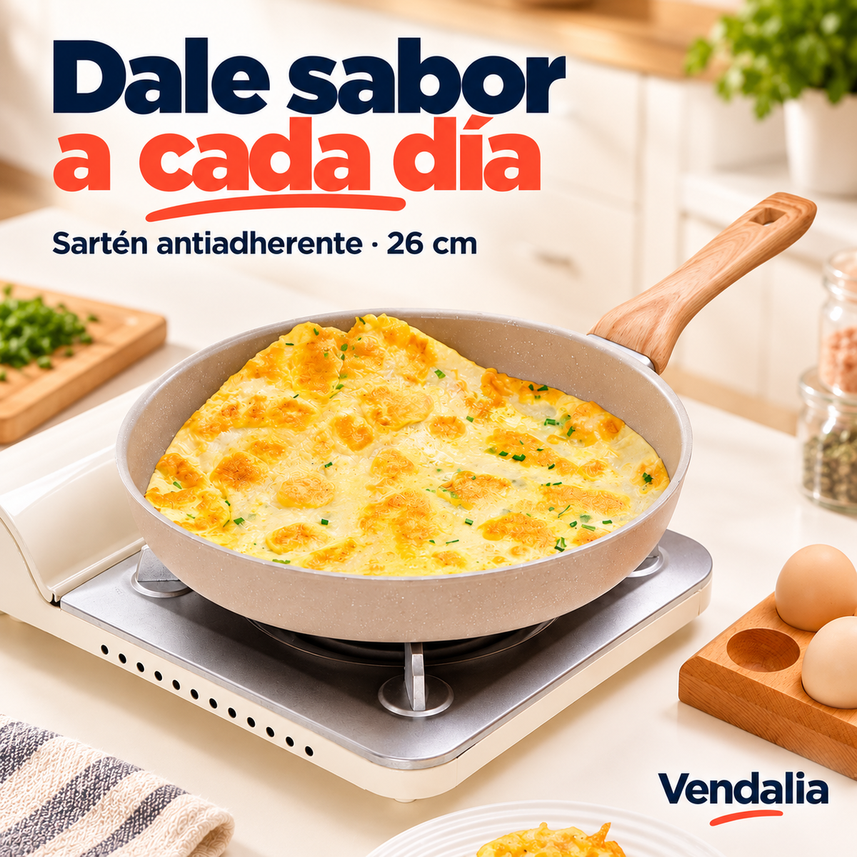Sartén beige antiadherente de 26 cm — Vendalia