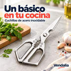 Tijeras de cocina metálicas multifuncionales. Portada Vendalia.