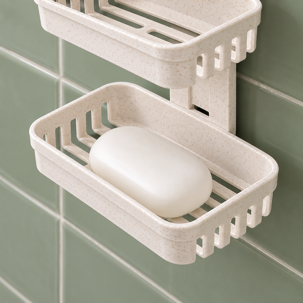 Organizador de Baño de Pared con Doble Bandeja · Vista de detalle · SKU 53320