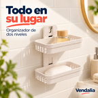 Organizador de Baño de Pared con Doble Bandeja · Portada Vendalia · SKU 53320