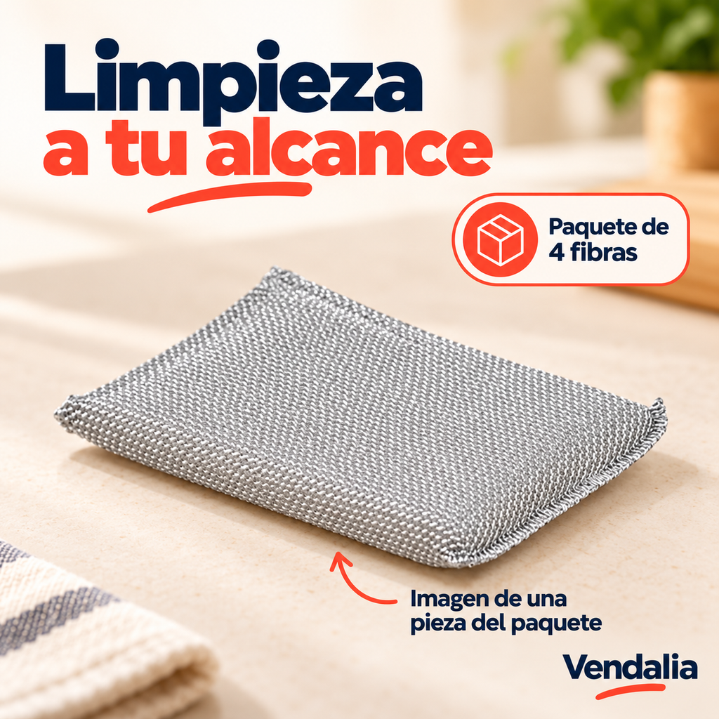 Fibra metálica rectangular: muestra de una pieza del paquete de cuatro.