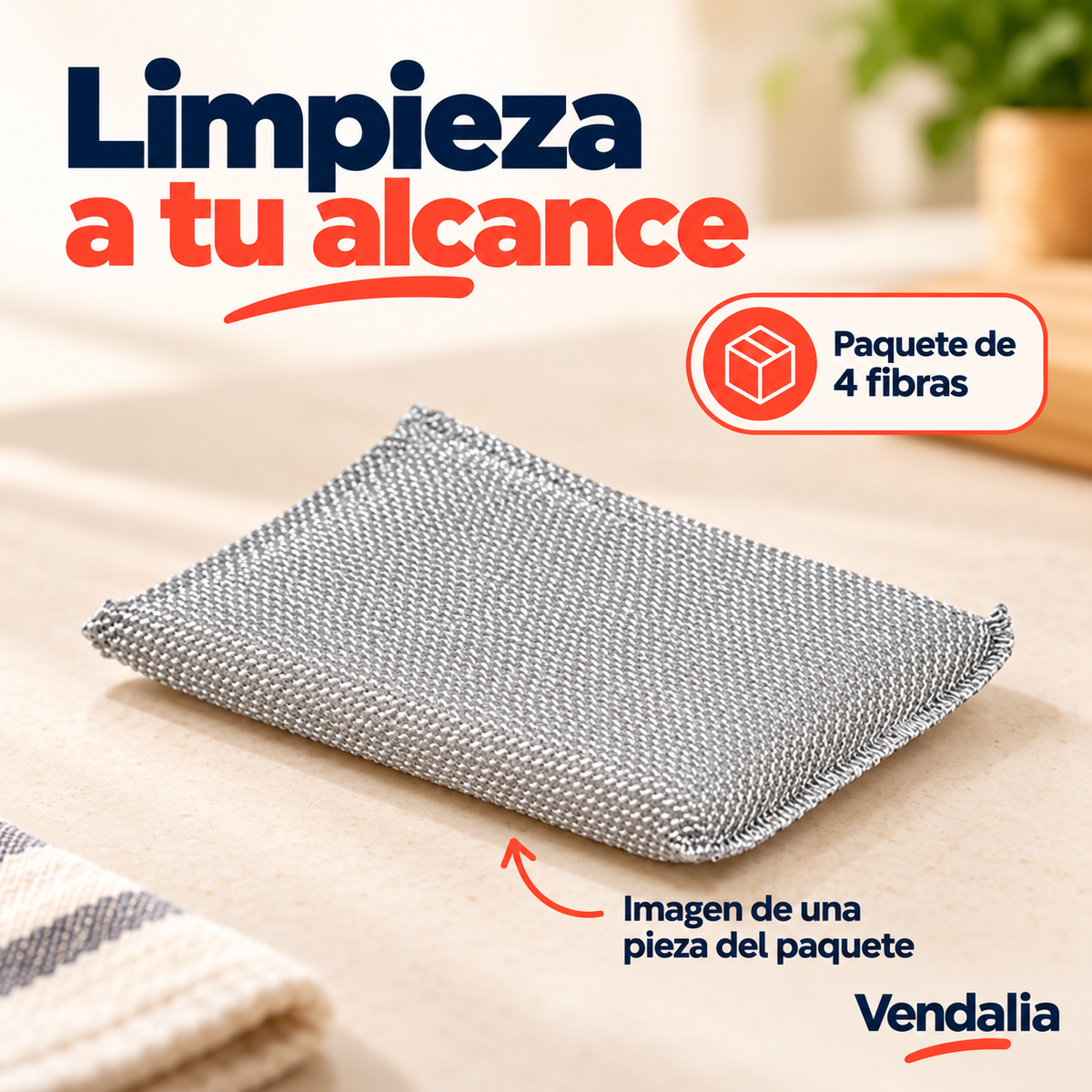 Fibra metálica rectangular: muestra de una pieza del paquete de cuatro.