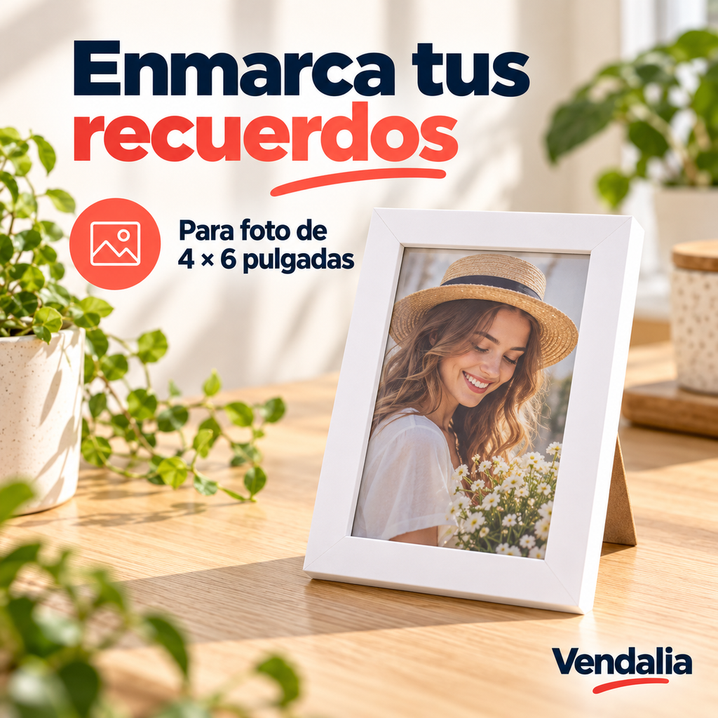 Portarretrato blanco para foto de 4 × 6 pulgadas — portada Vendalia