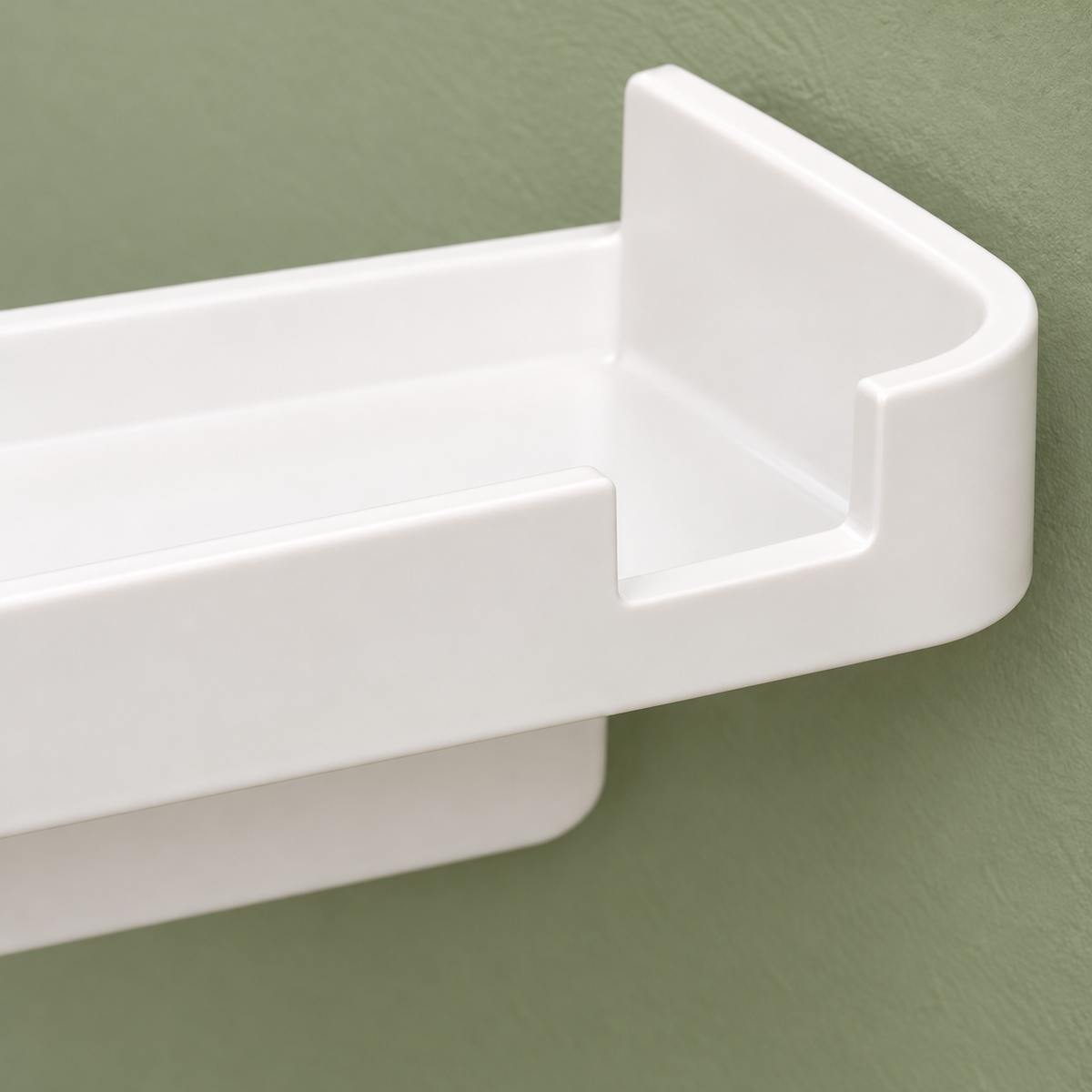 Detalle del borde de la repisa blanco