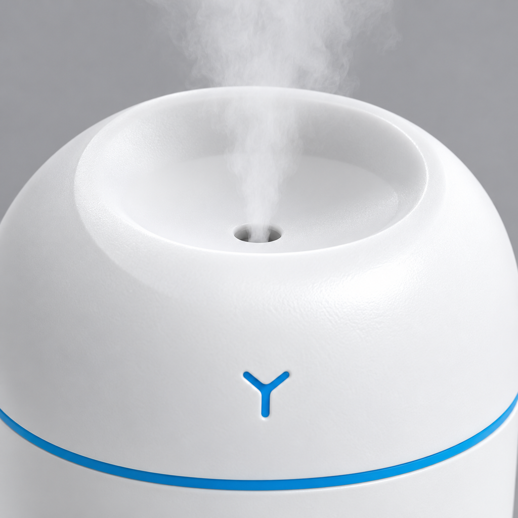 Detalle de salida superior del humidificador blanco