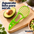 Rebanador de aguacate verde con extremo dentado y rejilla · portada Vendalia