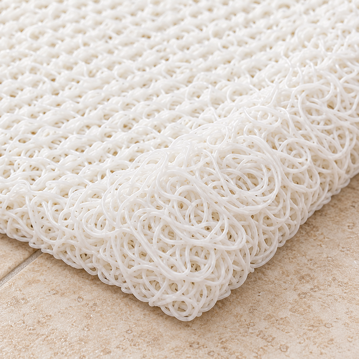 Tapete blanco de bucles entrelazados — detalle del producto