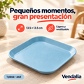 Mini plato cuadrado azul — portada Vendalia — SKU 53481; se vende 1 pieza, alimentos y accesorios no incluidos