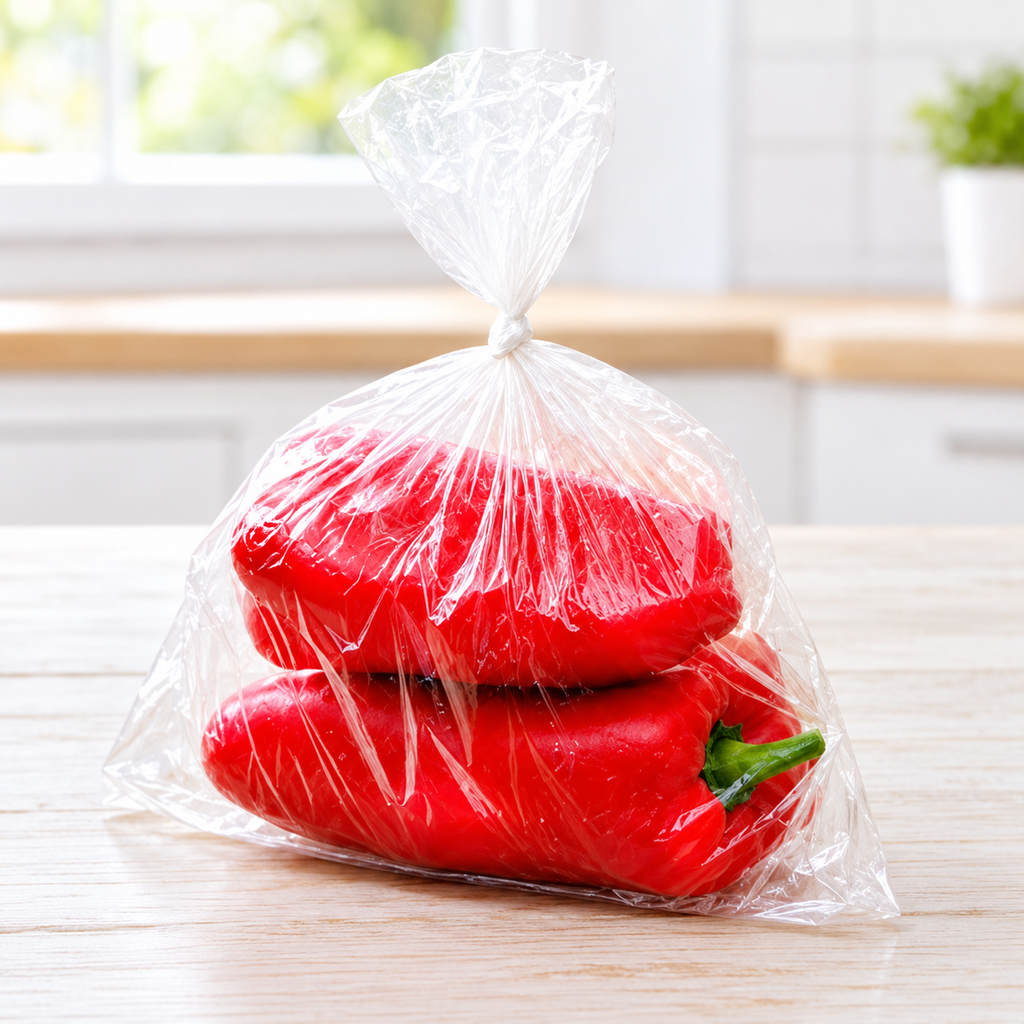 Rollo de308bolsas transparentes para alimentos30×40cm. Vista de detalle.