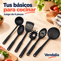 Juego de seis utensilios de nylon negro · portada Vendalia