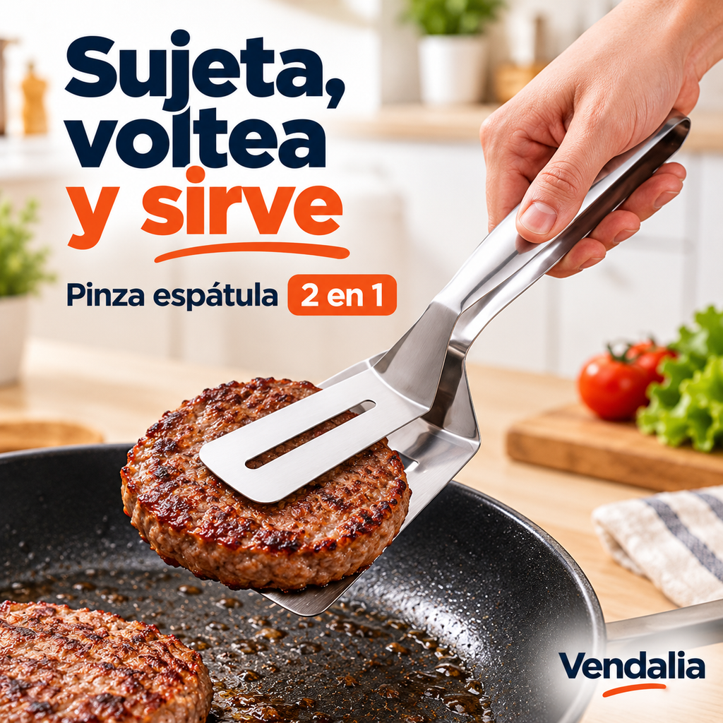 Pinza Espátula 2 en 1 de Acero Inoxidable — portada Vendalia.