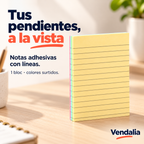 Bloc de notas adhesivas rayadas en colores, portada — Vendalia