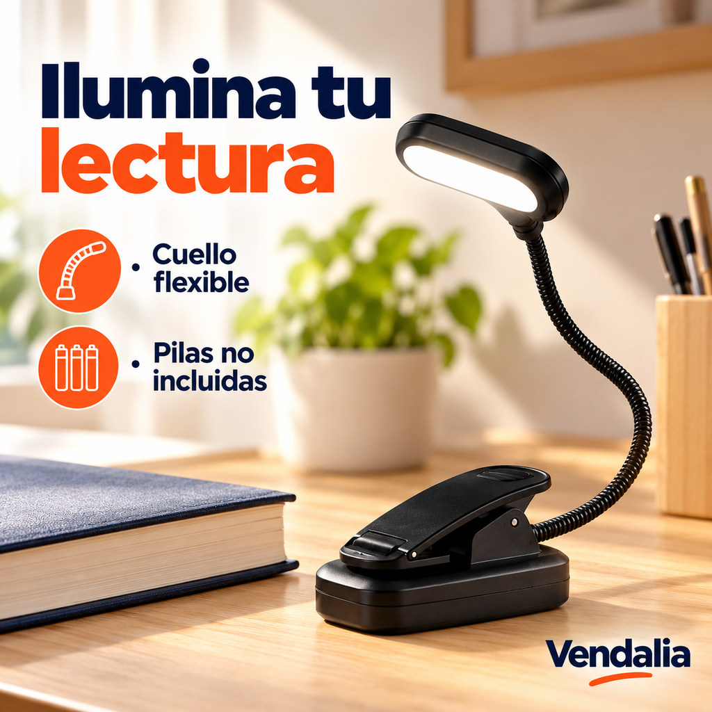 Portada Vendalia de Lámpara LED de Lectura con Clip Flexible