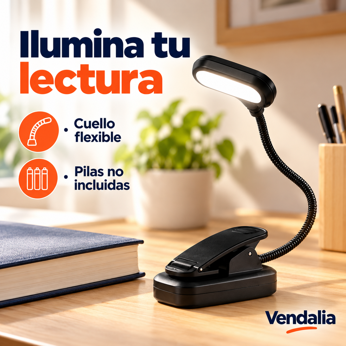 Portada Vendalia de Lámpara LED de Lectura con Clip Flexible