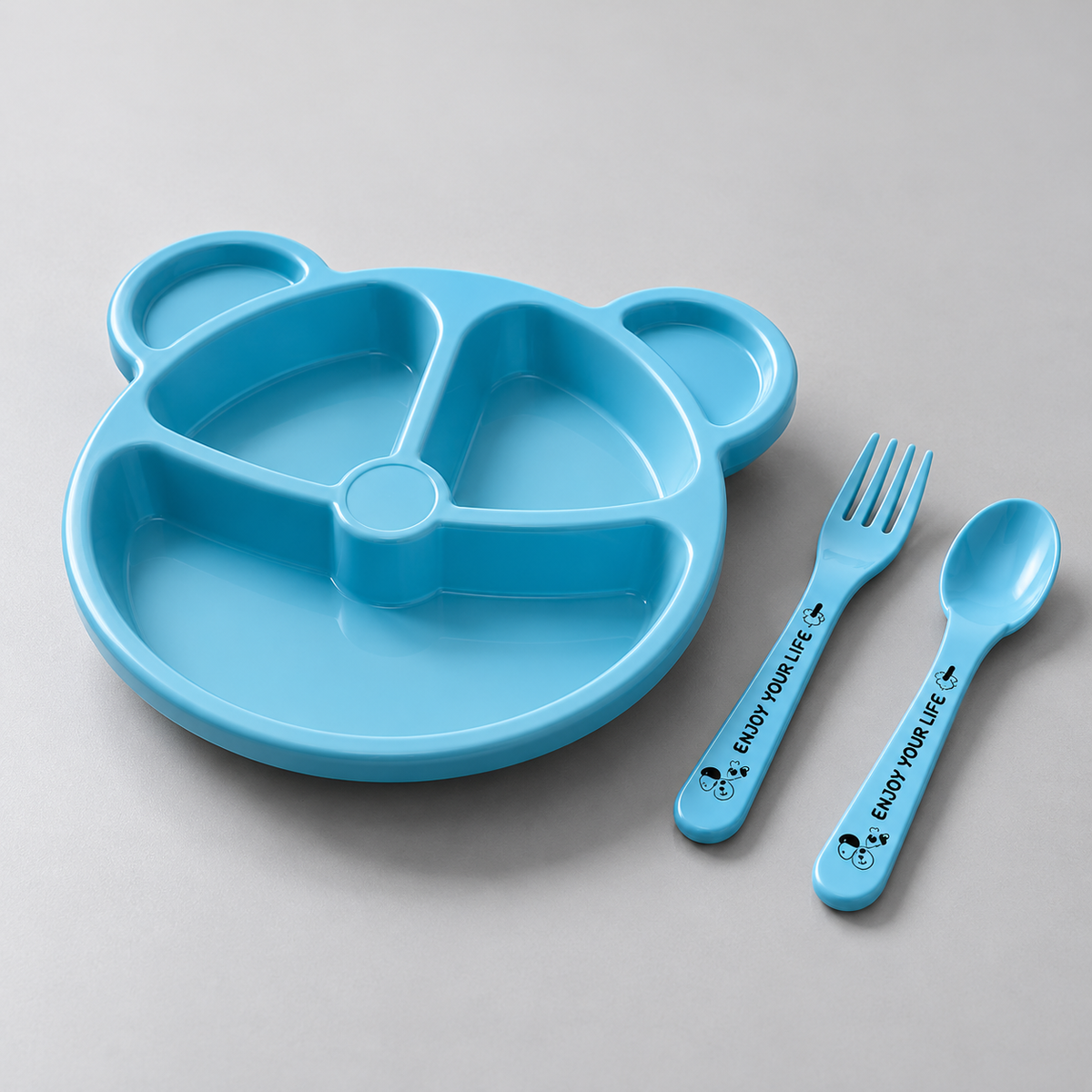 Plato Infantil con Cuchara y Tenedor — vista de detalle.
