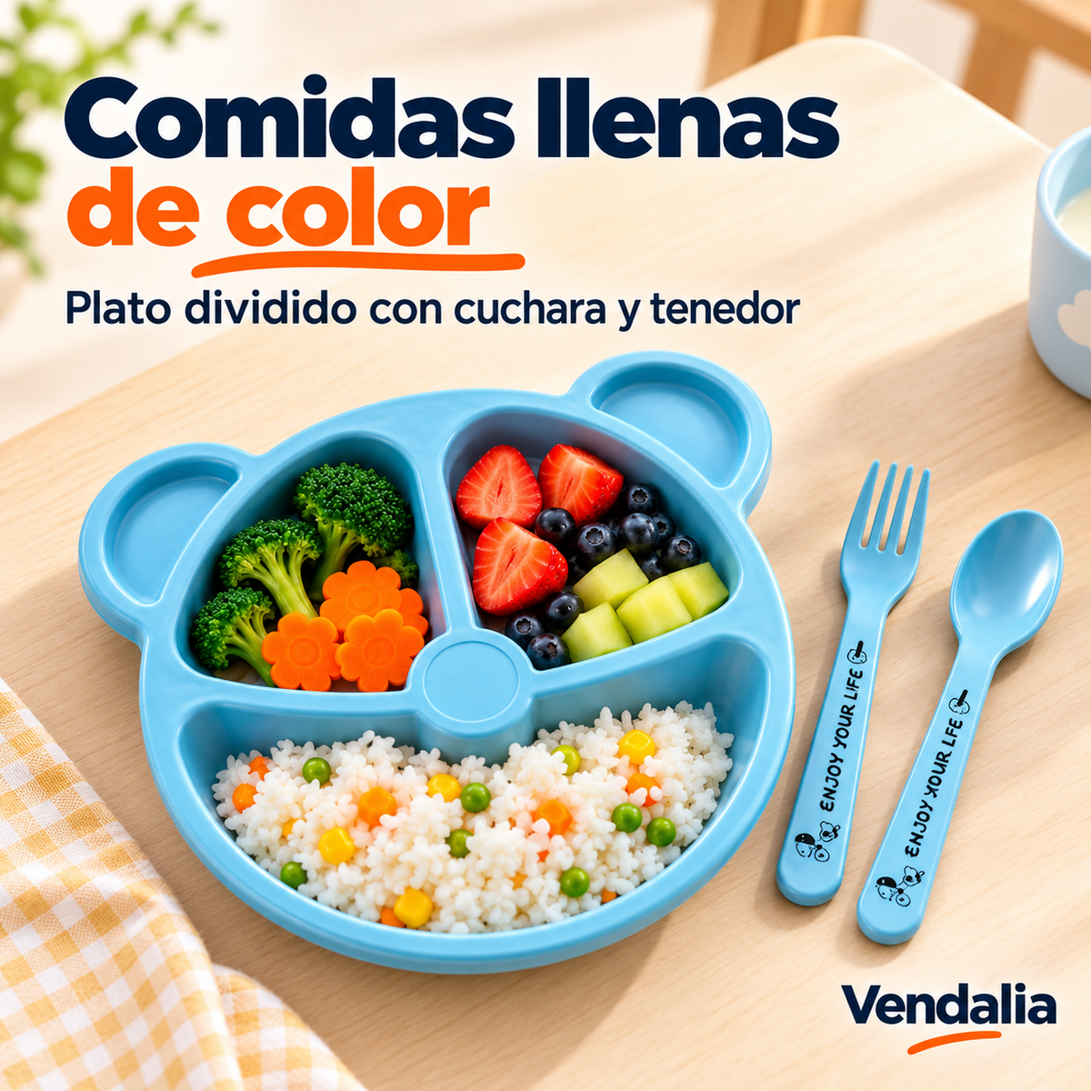 Plato Infantil con Cuchara y Tenedor — portada Vendalia.