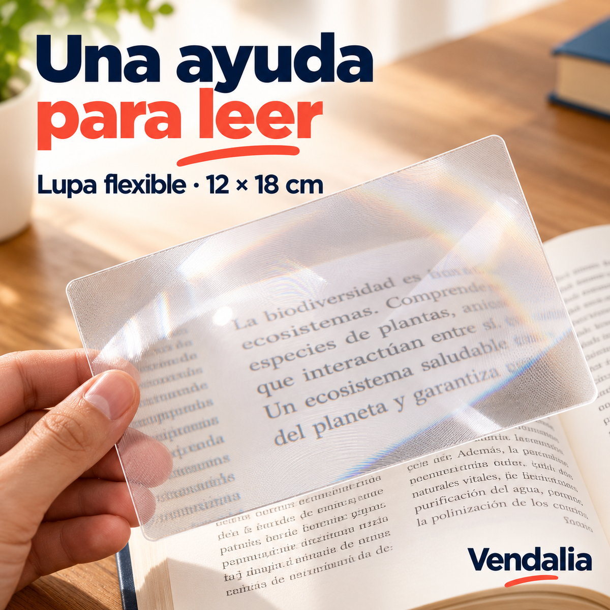 Lupa flexible transparente tipo hoja de 12x18cm — Vendalia