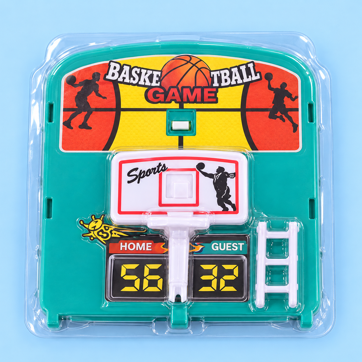 Detalle del tablero del juego de baloncesto 2 en 1