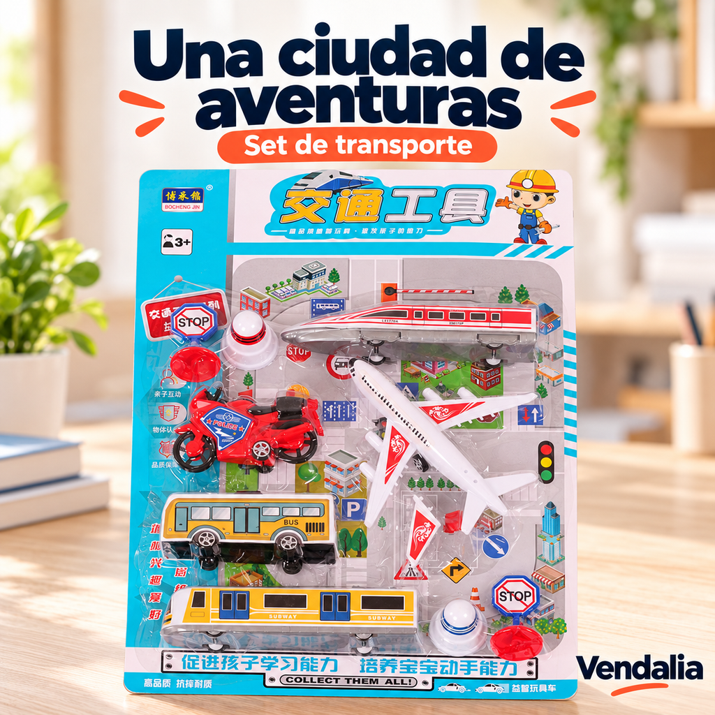 Set de transporte multicolor en su presentación completa — Vendalia