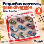 Set de 9 carritos de carreras; diseños y colores al azar — Vendalia