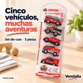 Set de 5 vehículos die-cast; colección surtida de ejemplo — Vendalia