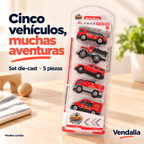 Set de 5 vehículos die-cast; colección surtida de ejemplo — Vendalia