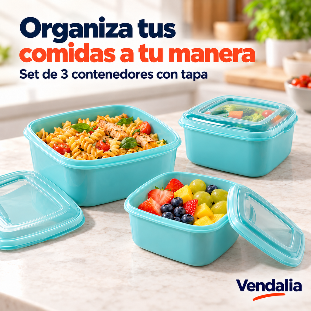 Set de 3 Contenedores Cuadrados — portada Vendalia.