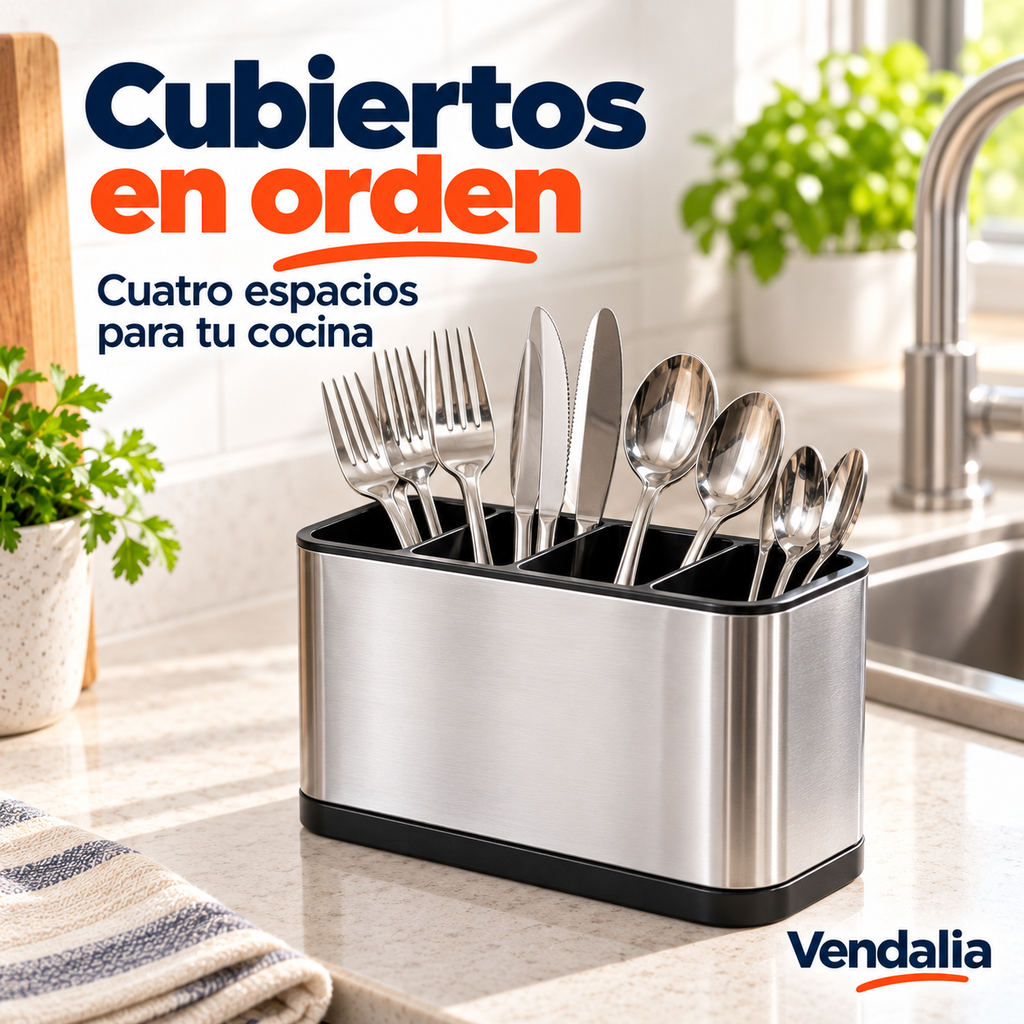 Porta Cubiertos Escurridor de Acero Inoxidable / Organizador — portada Vendalia.