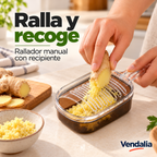 Rallador transparente con recipiente color humo. Portada Vendalia.