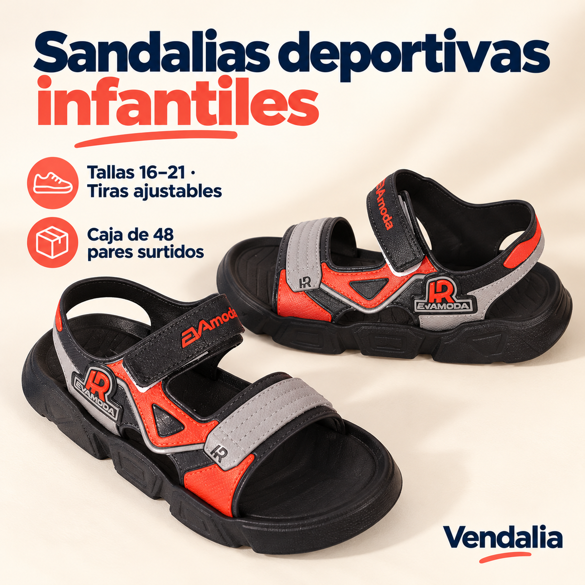 Sandalias deportivas infantiles · presentación Vendalia · SKU 53822