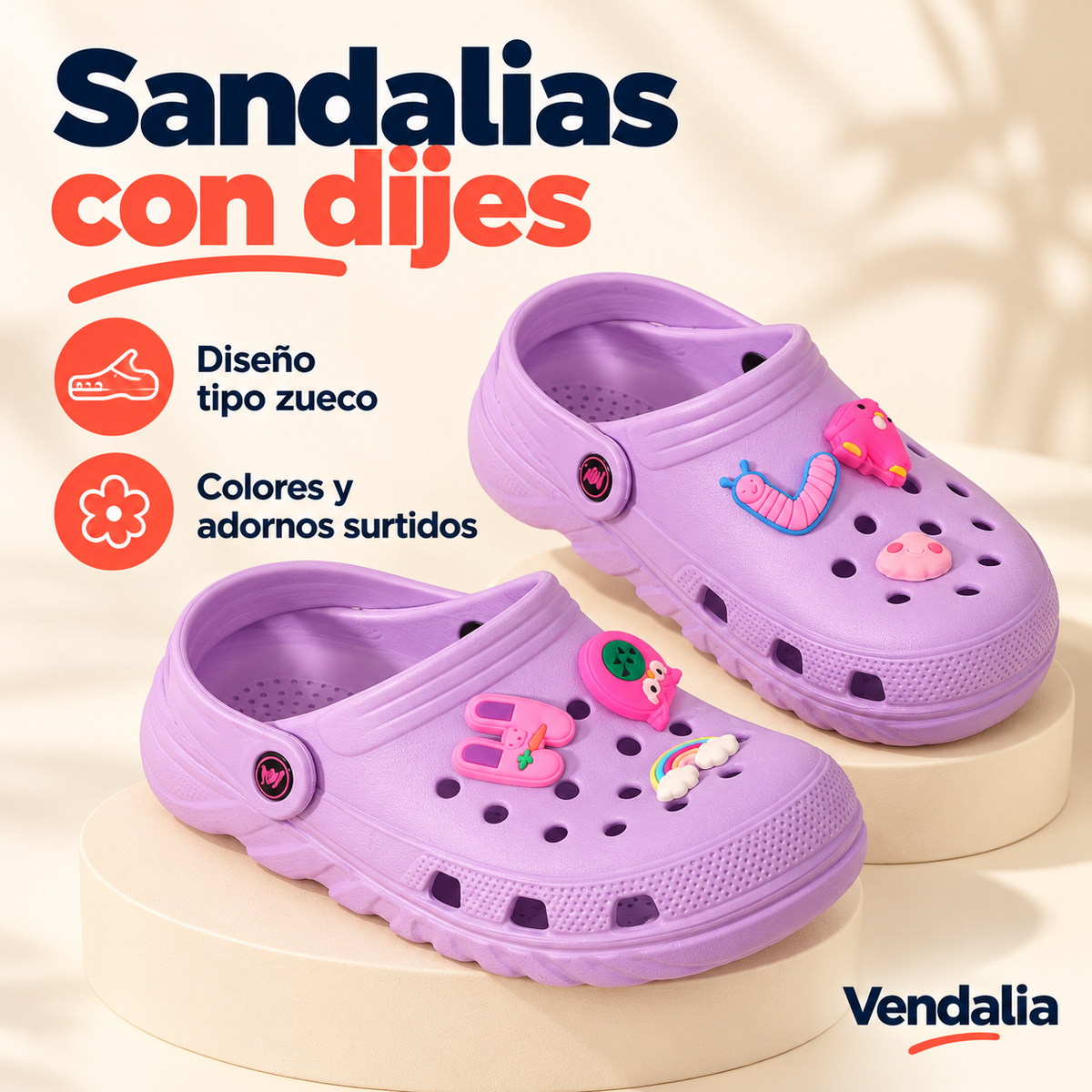 Sandalias con dijes · presentación Vendalia · SKU 53845