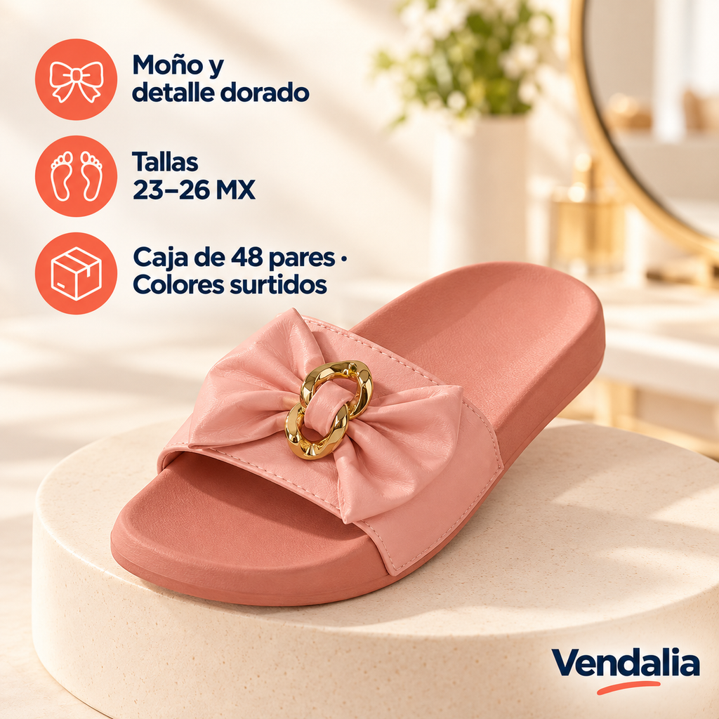Moño y detalle dorado · presentación Vendalia · SKU 53852