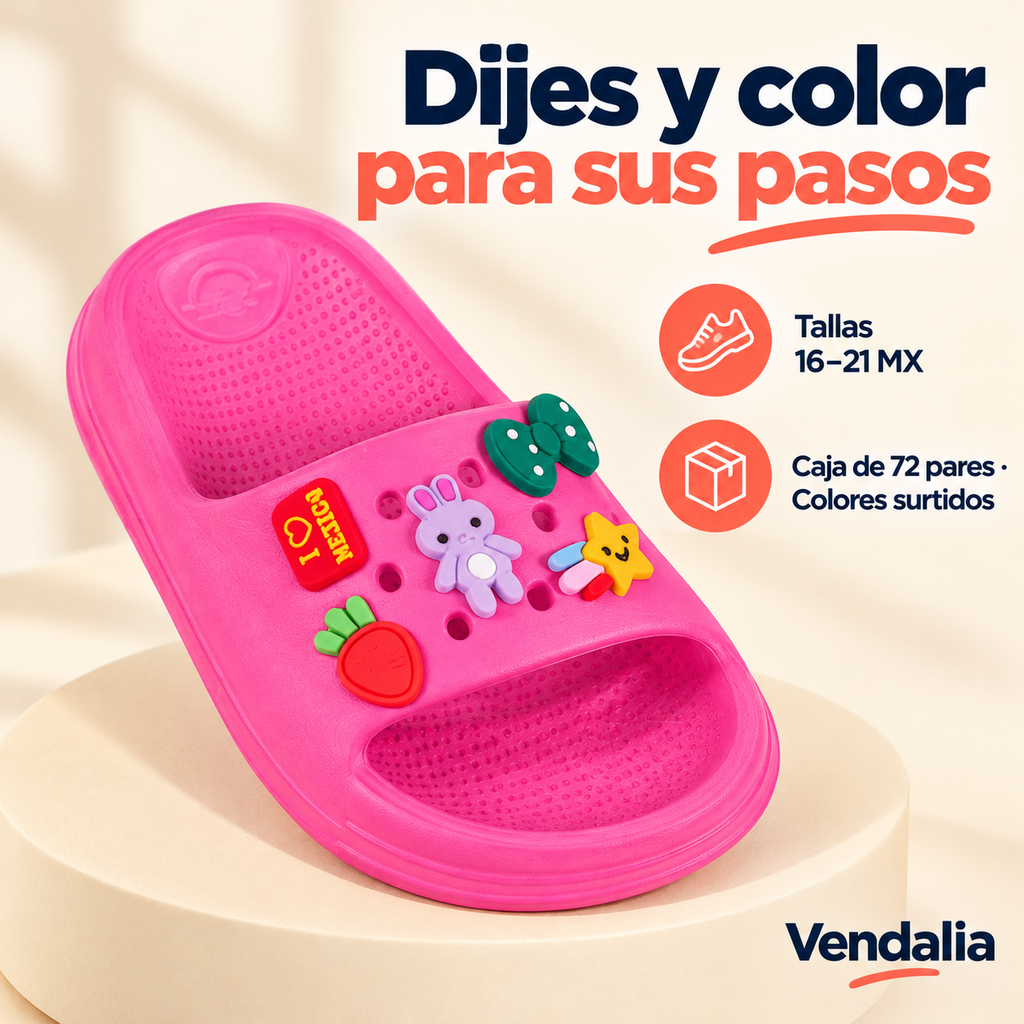 Dijes y color para sus pasos · presentación Vendalia · SKU 53867
