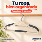 Ganchos Antideslizantes para Ropa · Paquete de 10 piezas · Portada Vendalia · SKU 53918