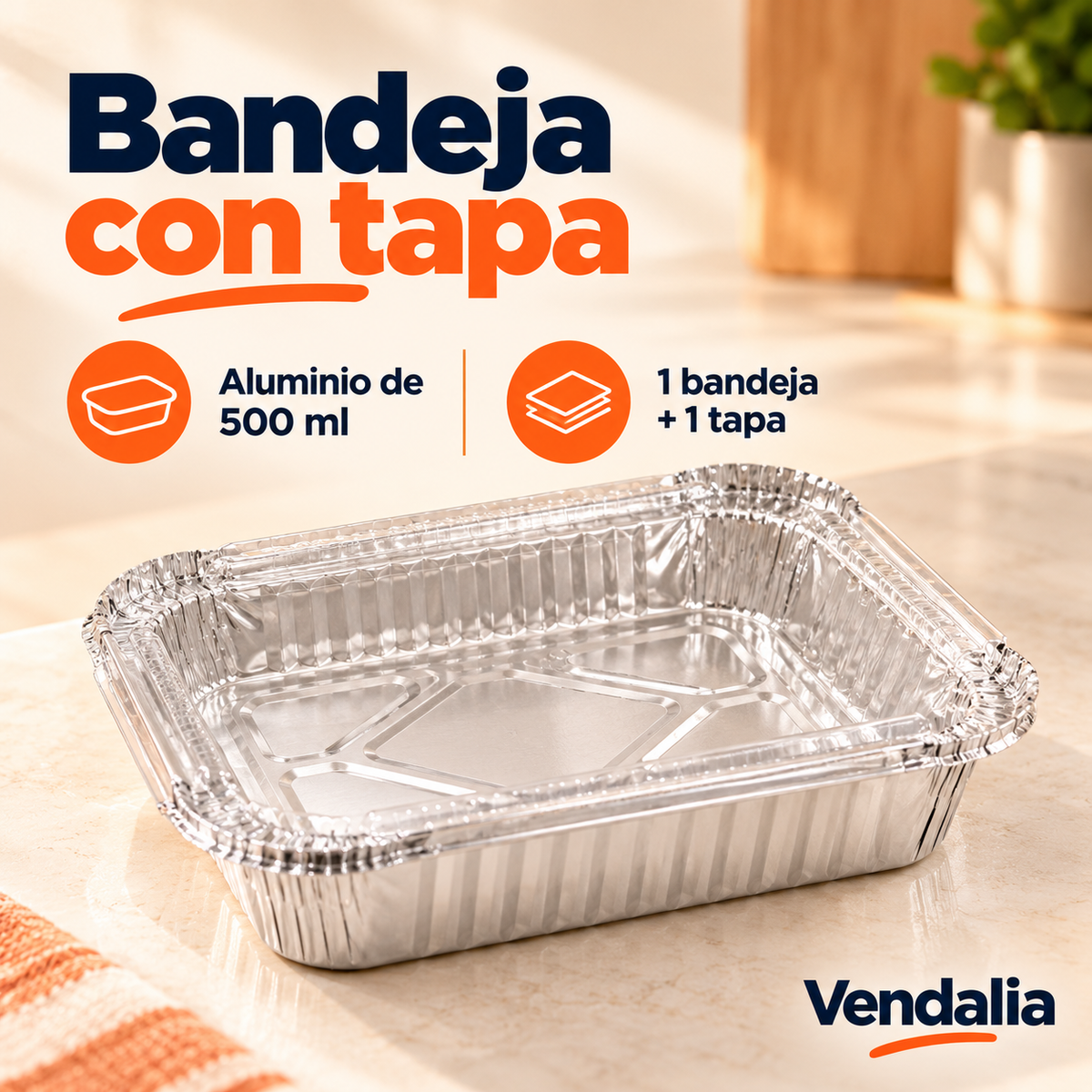 Bandeja con tapa · presentación Vendalia · SKU 54020