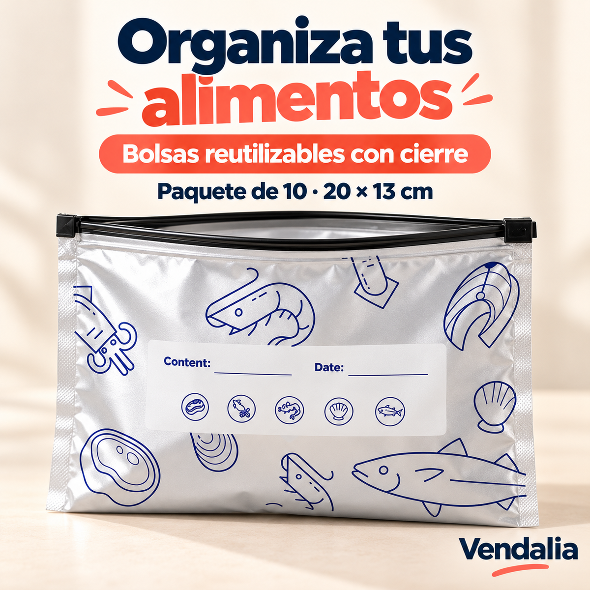 Organiza tus alimentos · presentación Vendalia · SKU 54040