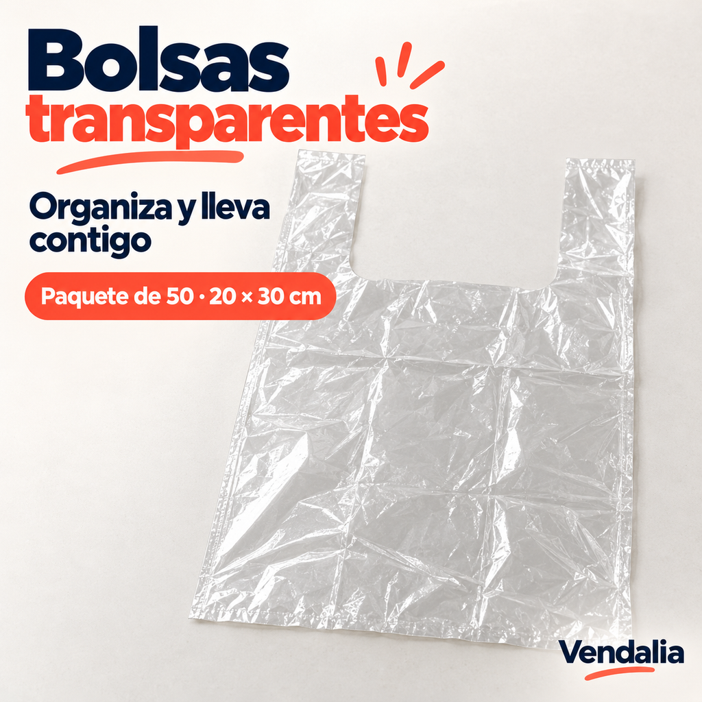 Bolsas transparentes · presentación Vendalia · SKU 54083