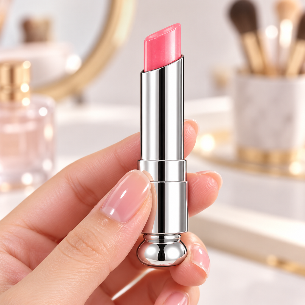 Detalle del tono rosa y barra inclinada del labial Heartbeat 115.