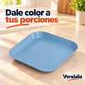 Plato cuadrado azul de 13.5 × 14 cm · portada Vendalia