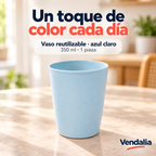 Vaso reutilizable azul claro moteado de 350 ml — una pieza — portada Vendalia