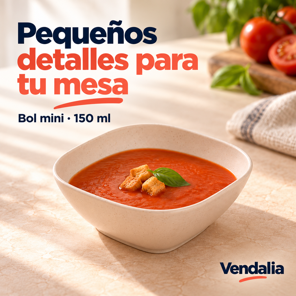 Bol mini cuadrado de 150 ml, beige · portada Vendalia