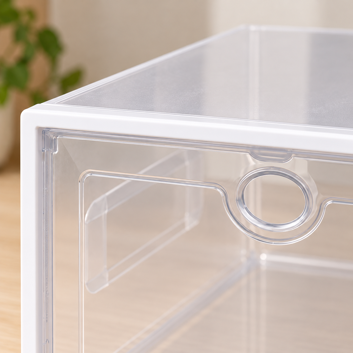 Caja para calzado con marco blanco — detalle