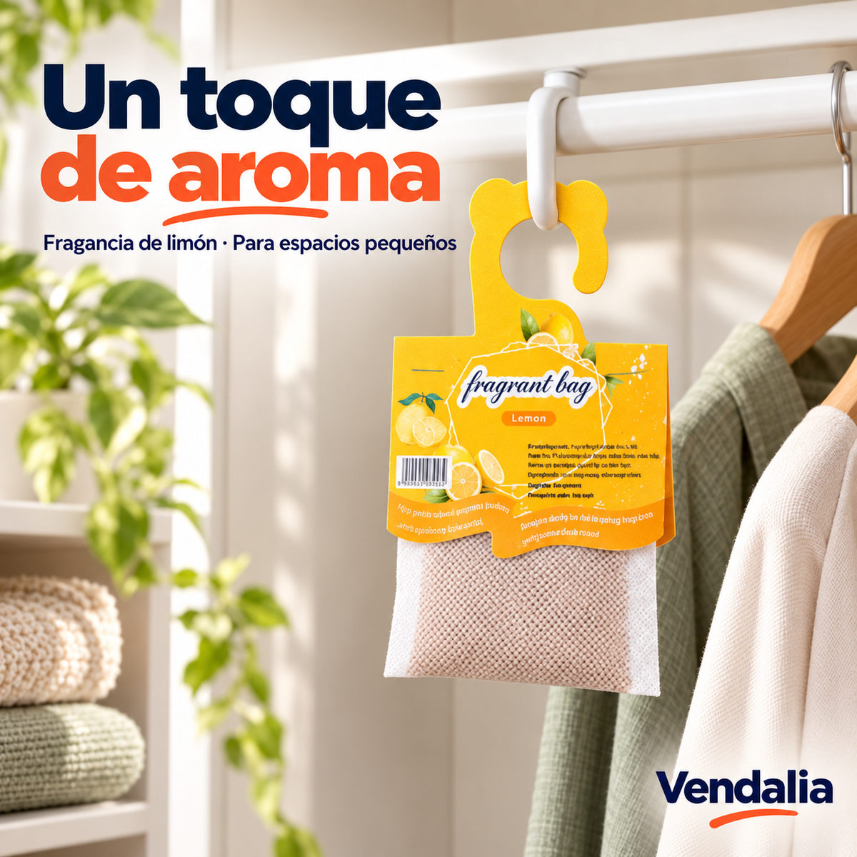 Bolsa aromática de limón con gancho amarillo — Vendalia