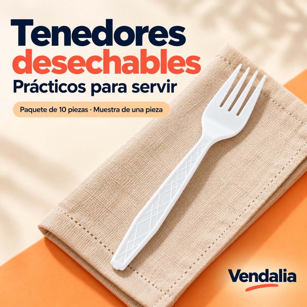 Tenedores desechables · presentación Vendalia · SKU 54194