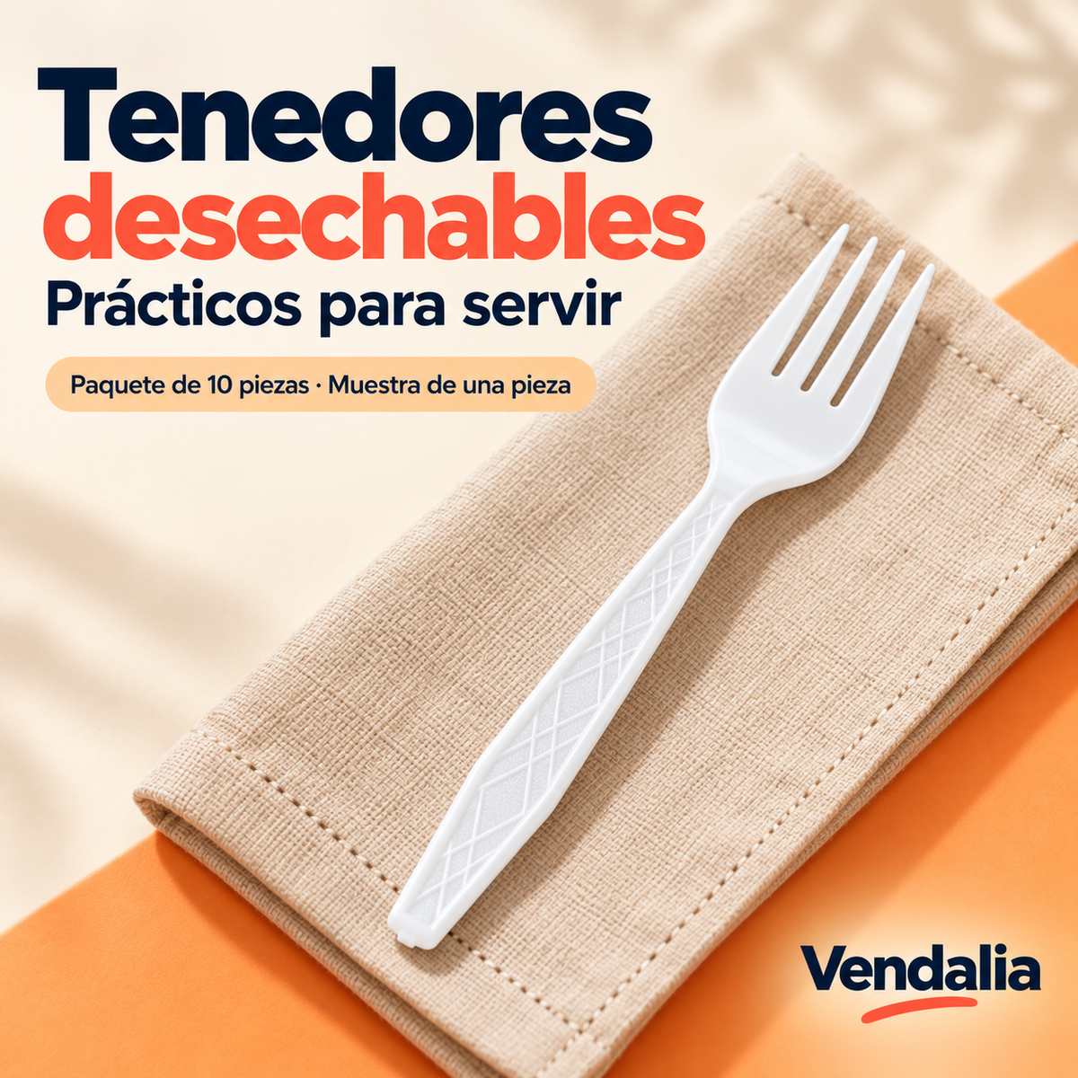 Tenedores desechables · presentación Vendalia · SKU 54194