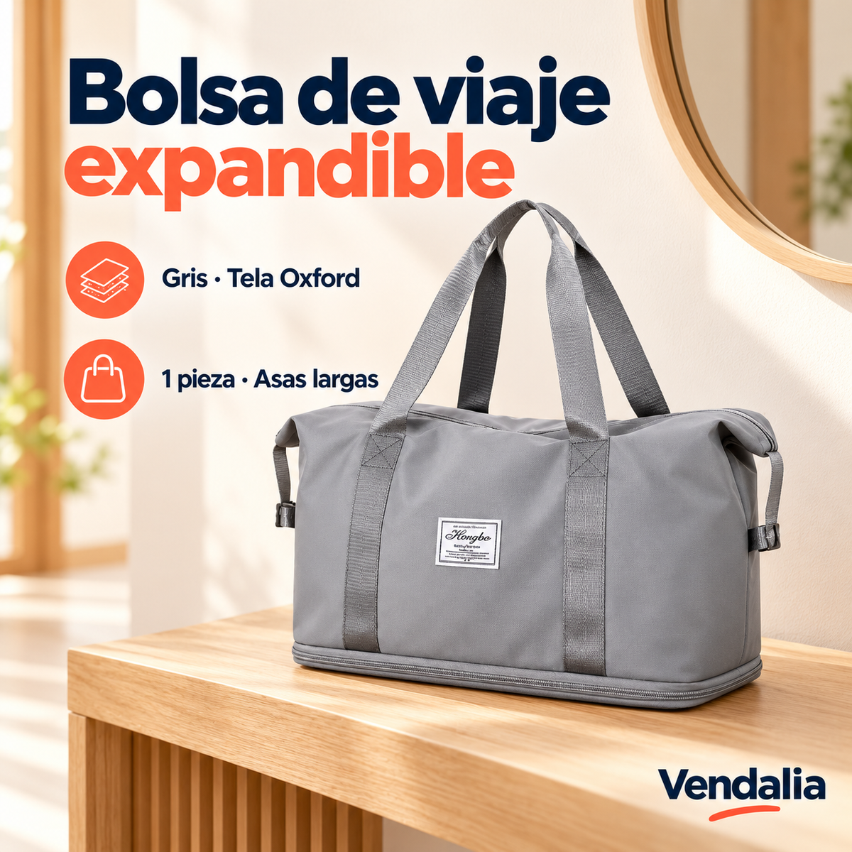 Bolsa de viaje expandible · presentación Vendalia · SKU 54204