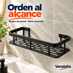 Repisa negra para pared con base ranurada — Vendalia