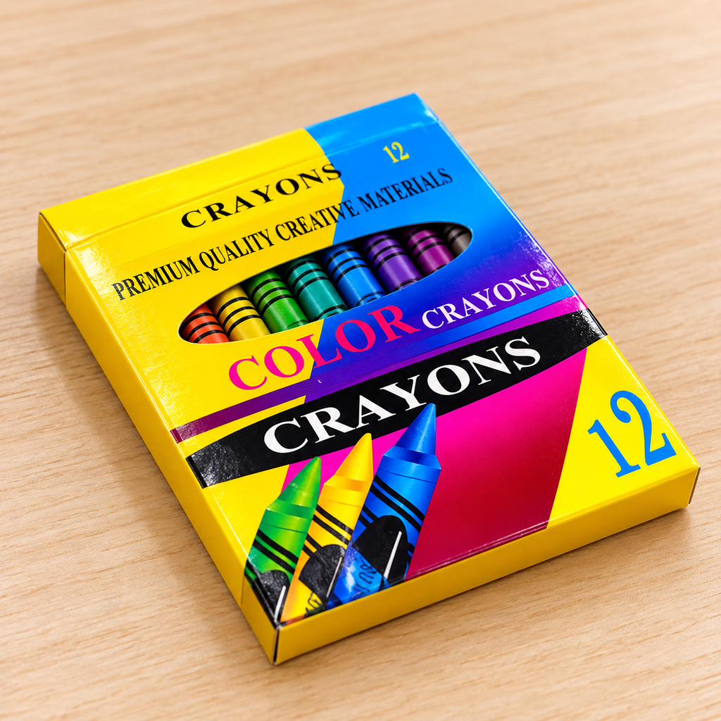 Crayones de colores · vista lateral del empaque · SKU 54257