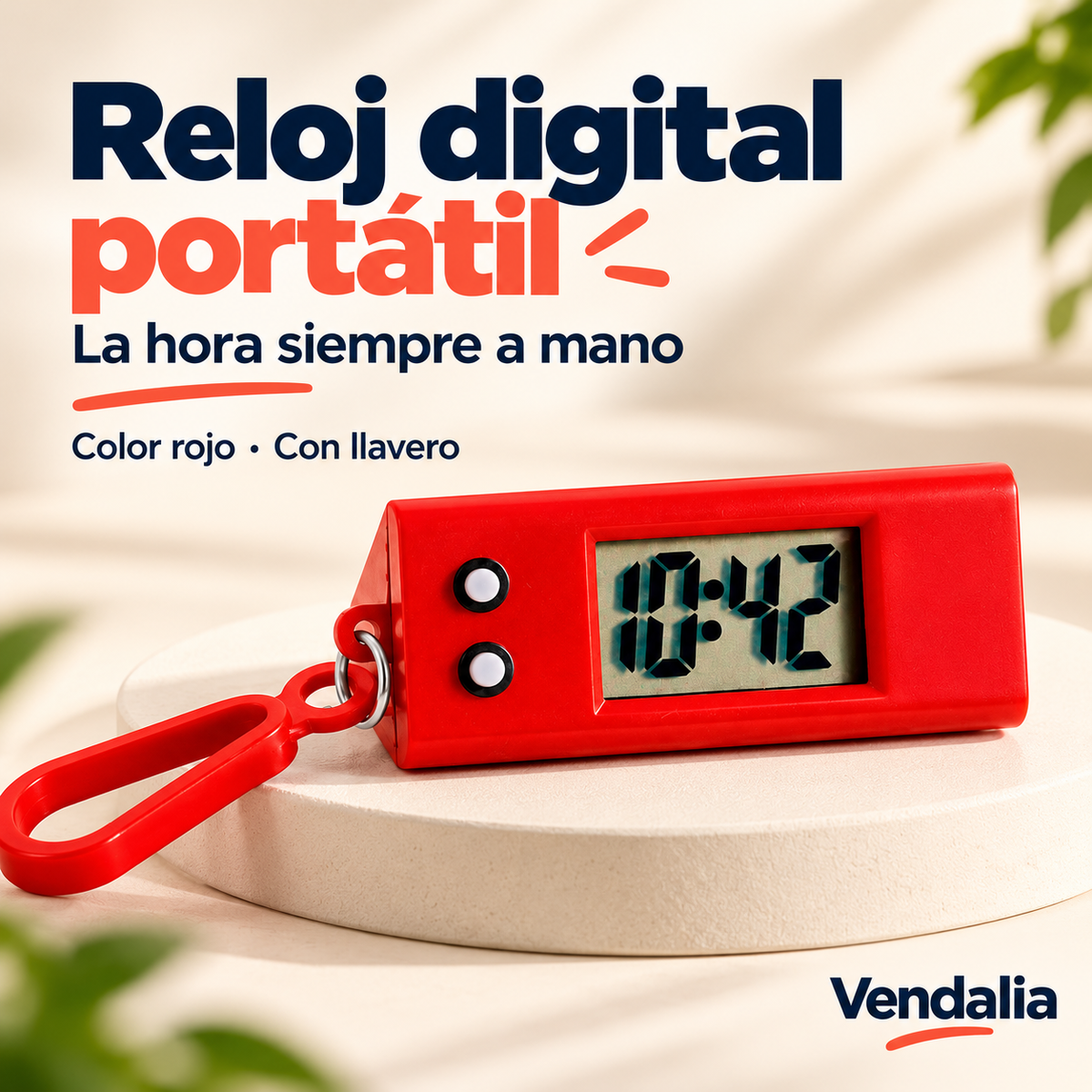 Reloj digital portátil · presentación Vendalia · SKU 54277