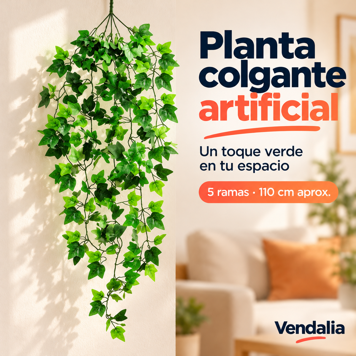 Planta colgante artificial · presentación Vendalia · SKU 54292